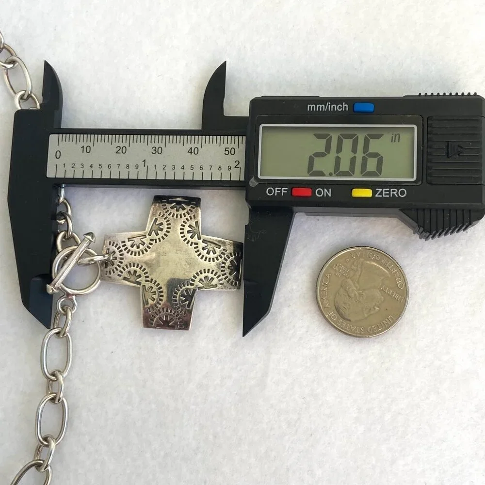 Silpada Sterling Silver 925 Virtuosity Stamped Cross Front Toggle Necklace 17" - Picture 13 of 16